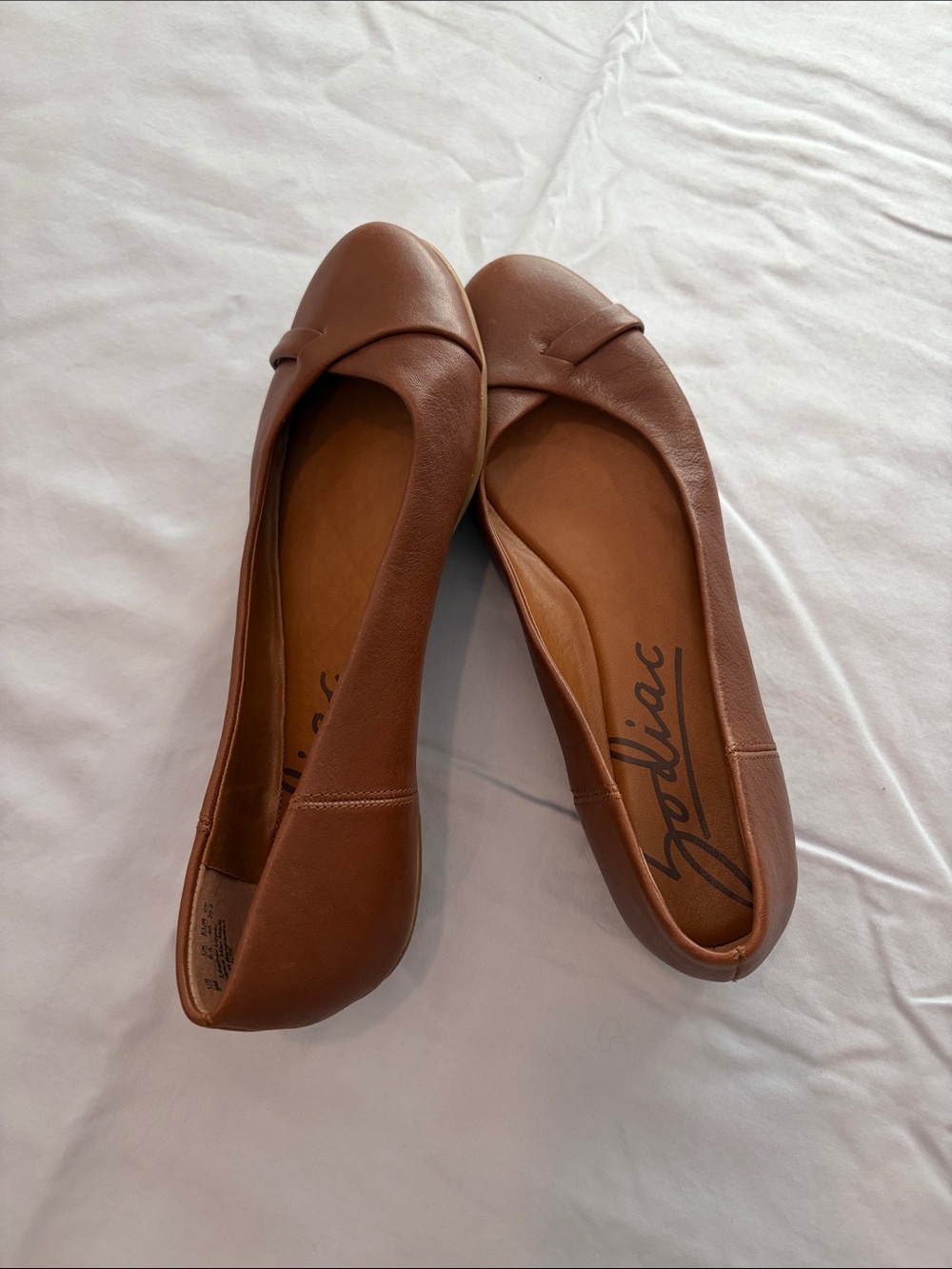 Zodiac Cognac Leather Ballet Flats